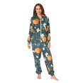 thumbnail image 2 of FORMRS Onesies Pajama for Adults Unisex Hoodie Winter Jumpsuit One Piece Sleepwear, Sizes S-2XL, Green Floral Oranges, 2 of 7