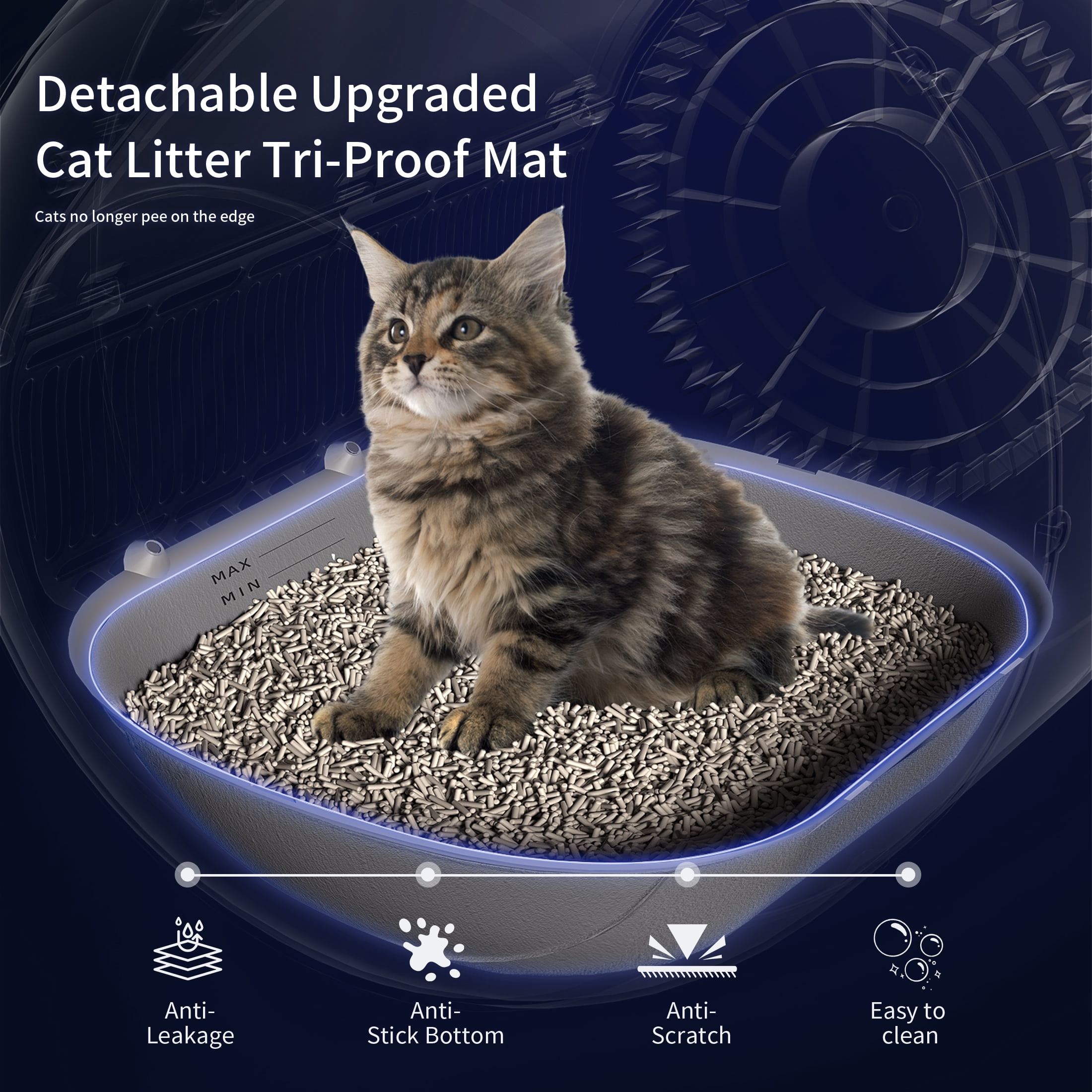 CATLK Automatic Self-Cleaning Cat Litter Box, 100L Cat Litter Box for Multiple Cats, Safety Sensor, WiFi APP Control, White