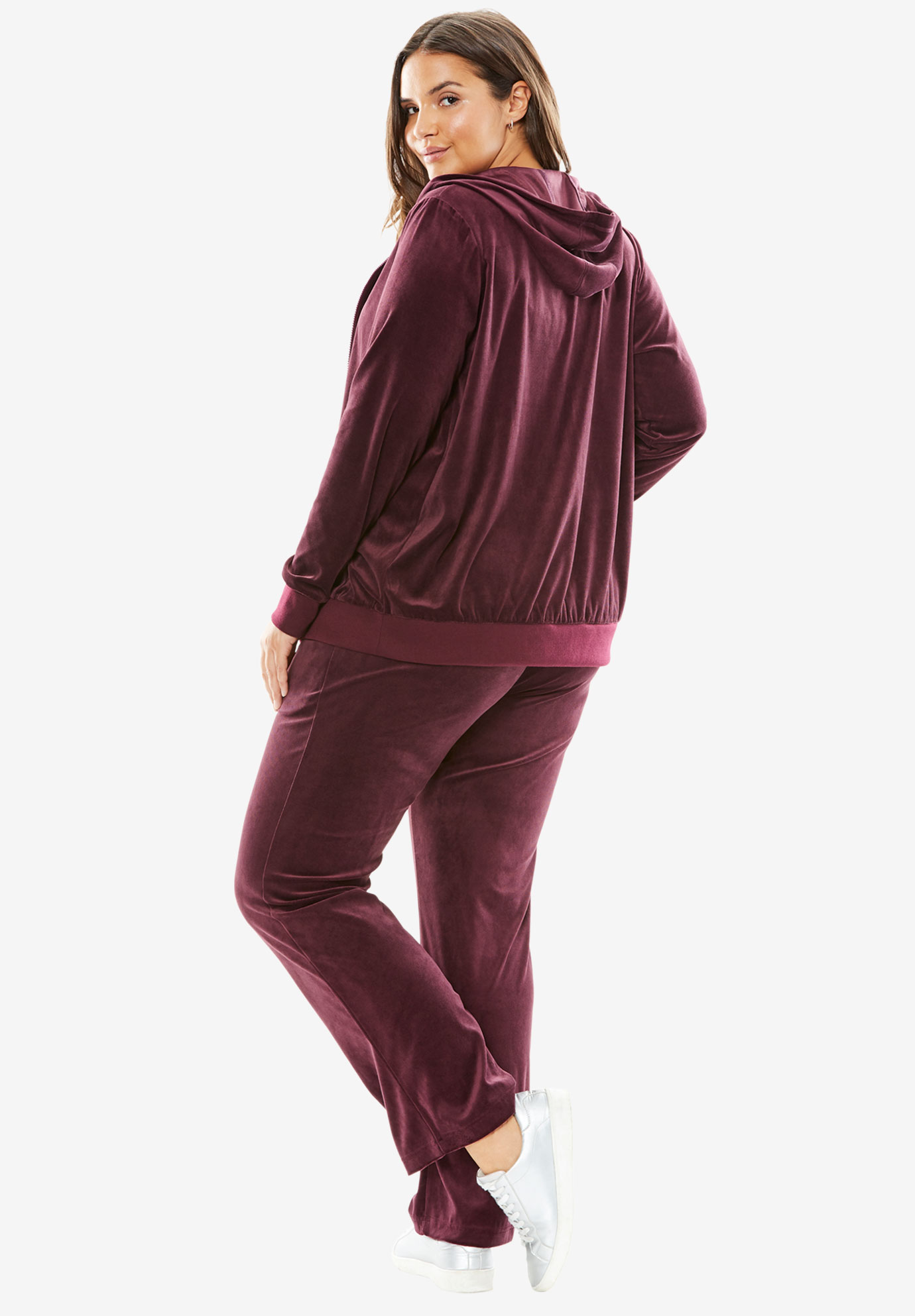 Woman Within Women's Plus Size 2-Piece Velour Hoodie Set Sweatsuit - image 3 of 5