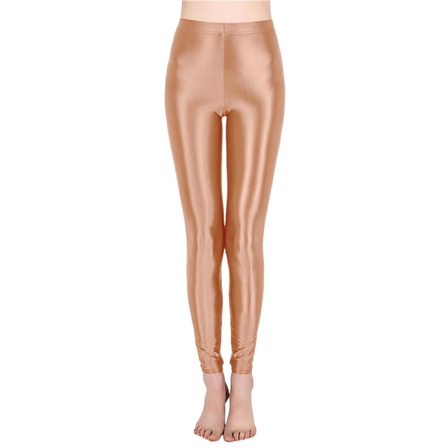 Leggings brillantes de entrenamiento de cintura alta para tallas grandes - 76 % nailon, alta elasticidad, aptos para yoga/baile - Tallas M-XL con tolerancia de medición de 1 pulgada
