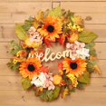thumbnail image 5 of Guirnalda de otoño artificial con cartel de bienvenida para la decoración de la pared interior de la puerta delantera Guirnalda decorativa de girasoles de 17.7 pulgadas con hoja de arce y hortensia brillar Electrónica, 5 of 5