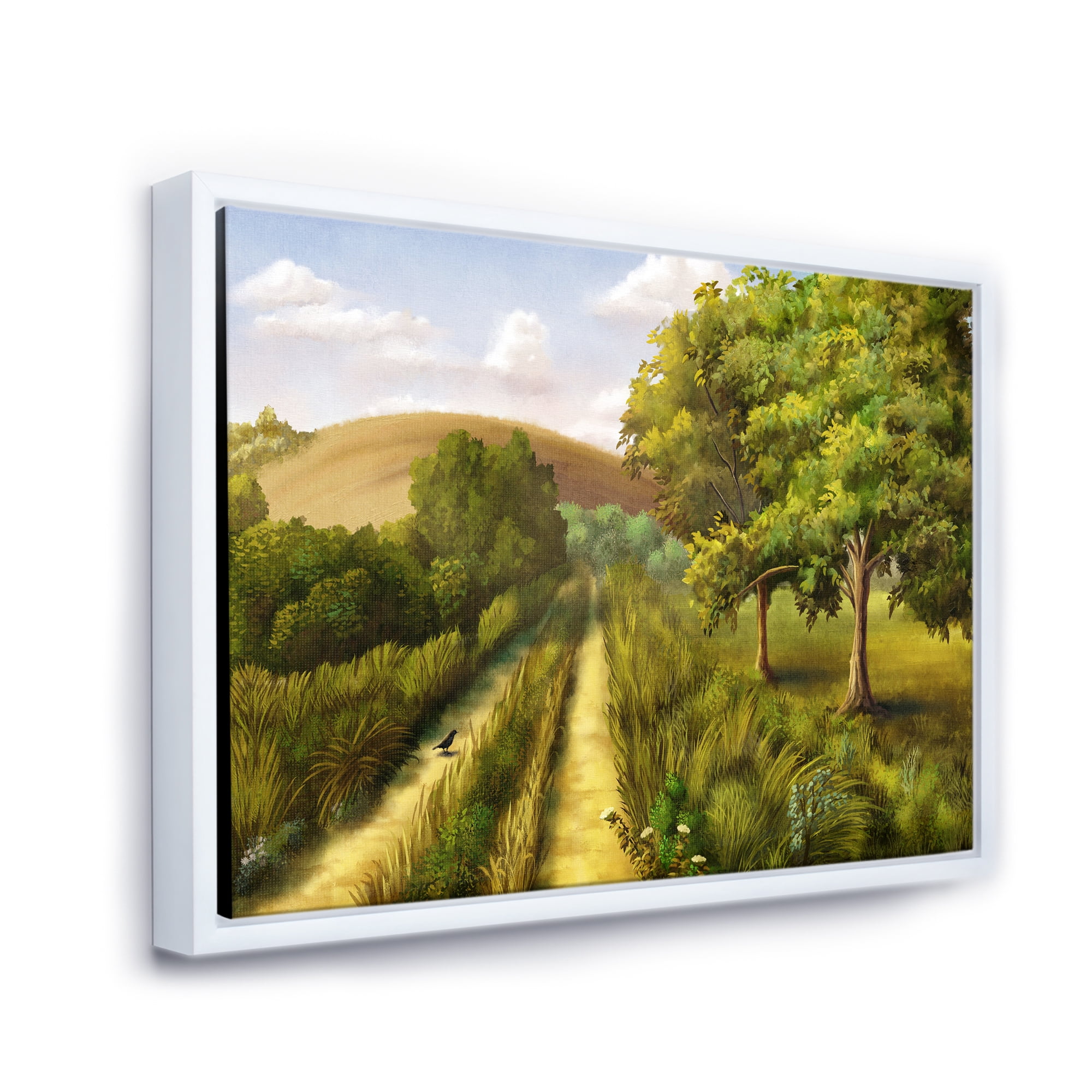 Designart 'Vital Country Road During Summer' Traditional Framed Canvas Wall Art Print