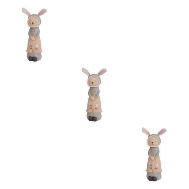 maskred Delightful Rabbit Statue Figurines Animal Sculpture Craft Wedding Gift female 8.5x23.5cm 3Set