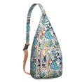 thumbnail image 1 of Boho Tropical Sling Backpack – Botanical Jungle Leaves & Monstera Print, Fashionable Multi-Functional Daypack, 1 of 4