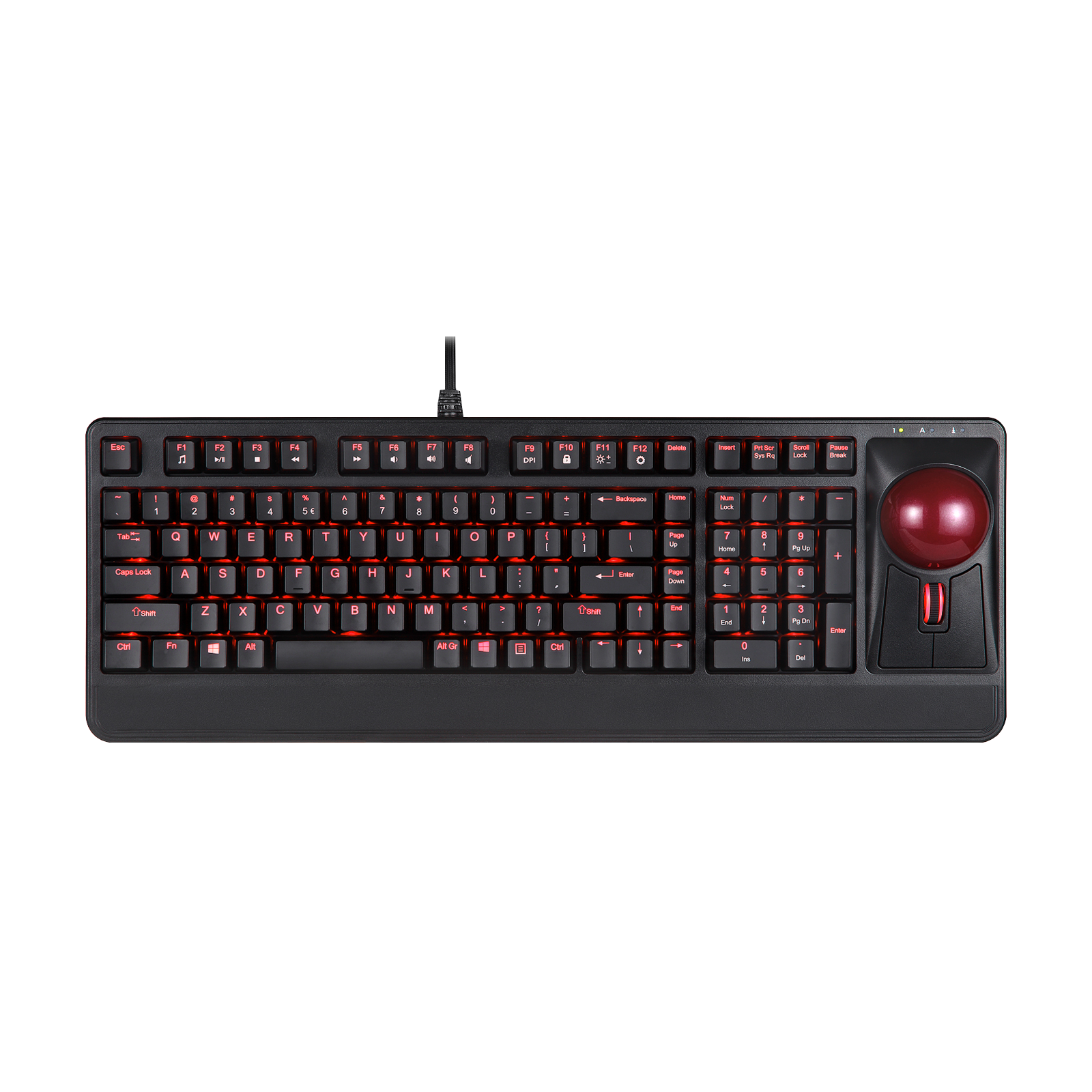 Perixx Periboard322 Wired Backlit 55mm Trackball Black USB Computer