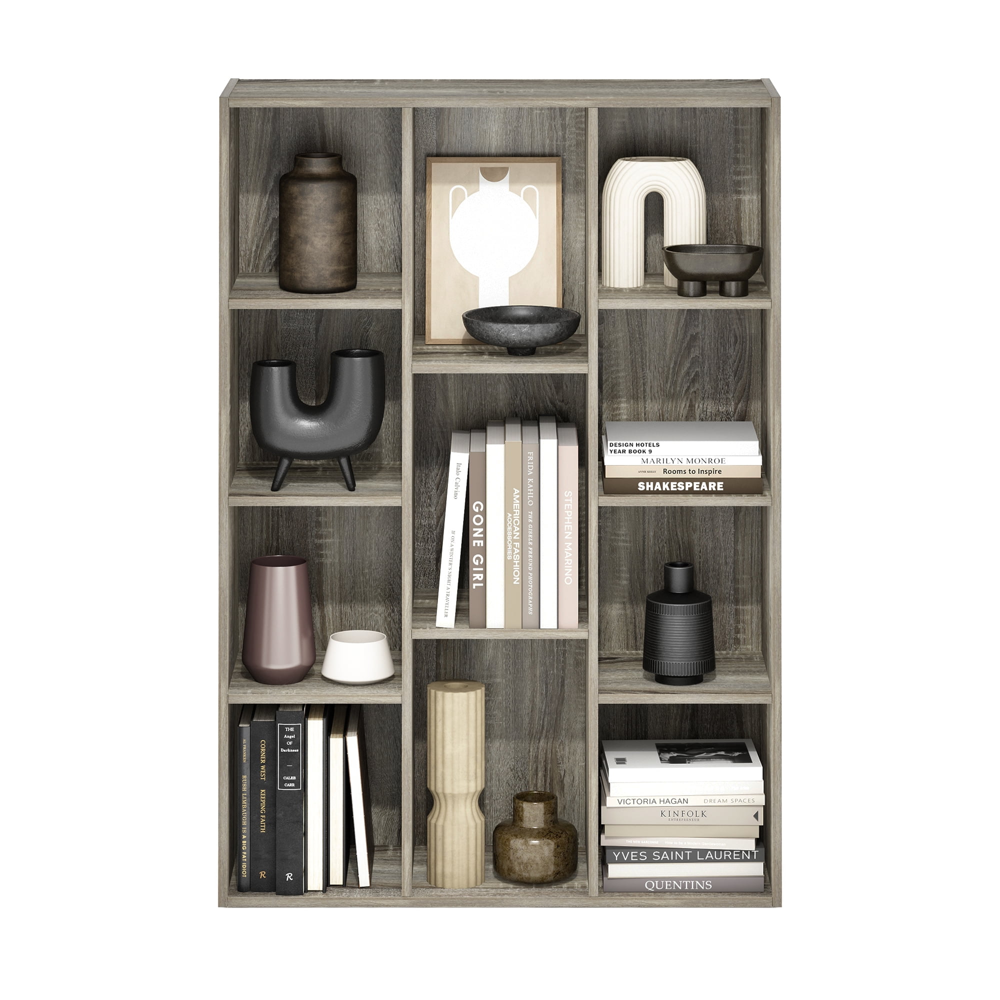 Furinno Luder 11-Cube Reversible Open Shelf Bookcase, French Oak
