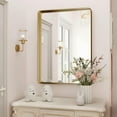 thumbnail image 3 of BEAUTYPEAK 22"x30"Rectangular Bathroom Mirror Wall-Mounted Mirror with Deep Frame,Gold, 3 of 6