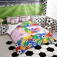 thumbnail image 2 of Erosebridal Letter L Pink Gradient Soccer Ball Print Bedding Comforter Set, Sports Monogram Full Bedding Set for Kids Boys and Girls, Reversible 7 Pieces, 2 of 6