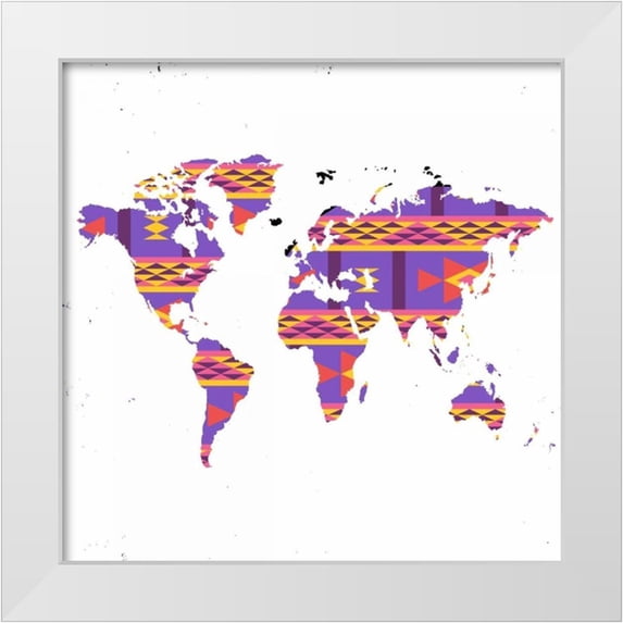 Murdock, Ramona 15x15 White Modern Wood Framed Museum Art Print Titled - World Map Tribal