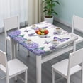 thumbnail image 3 of Purple Flower Butterfly Pattern Square Fitted Tablecloth with Elastic Edge,Square Table Cover,Washable Elastic Table Cover for Home Kitchen Party Decor 36"x36", 3 of 6
