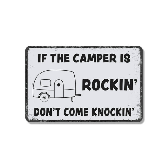 If The Camper Is Rockin Don’t Come Knockin (2 Pack) 8 Inch x 12 Inch Novelty Plastic Sign Privacy Please Durable Weatherproof Perfect for RVs Campers Cabins Fun Gift for Campers