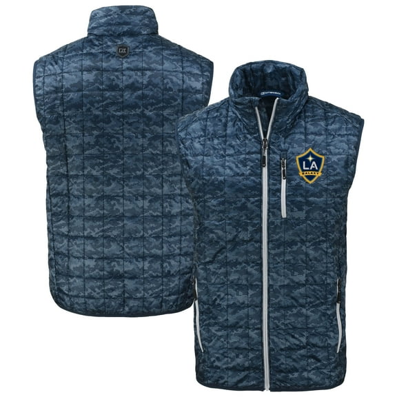 Men's Cutter & Buck Navy LA Galaxy Rainier PrimaLoft- Eco Insulated Printed Full-Zip Puffer Vest