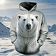 thumbnail image 3 of Sudadera con capucha de oso polar para hombre, moda de primavera, sudaderas con estampado 3D de animales, personalidad callejera, top holgado, abrigo de otoño de gran tamaño, 3 of 4