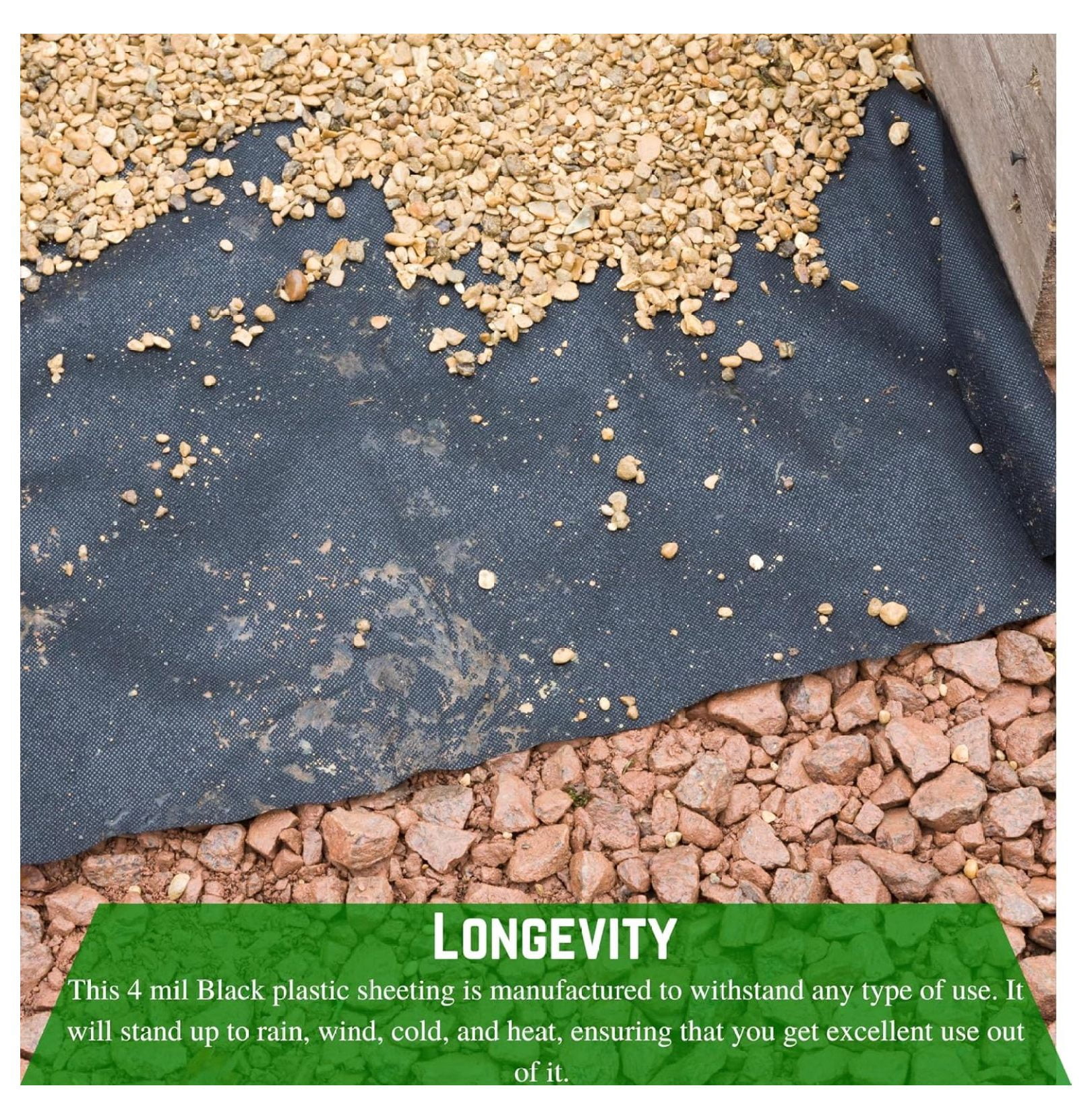 - Weed Control 4 Mil Black Plastic Sheeting - Heavy Duty Weed Barrier Landscape Fabric for Outdoor Gardens, Non Woven Weed Blocker Fabric, Weed Control (3' x 100')