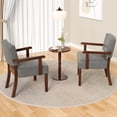thumbnail image 6 of FAGAGA Accent Chair Set of 2 with Table, Mid Century Modern PU Leather Chair for Living Room, Oversized Chair for Reading Room, Reception Room, Bedroom | Leather Gray, 6 of 8