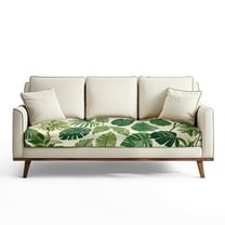 Renewold Monstera Leaf Beige Sofa Cushion Slipcover Elastic Couch Seat Cushion Cover Universal Sofa Couch Cover Protector Sofa Slipcover with Elastic Bands Washable, L