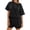 Black, variant on Short Sleeved 2 Pieces Waffle Knit Set Casual .loose Tops and Shorts Pants Lounge Sets