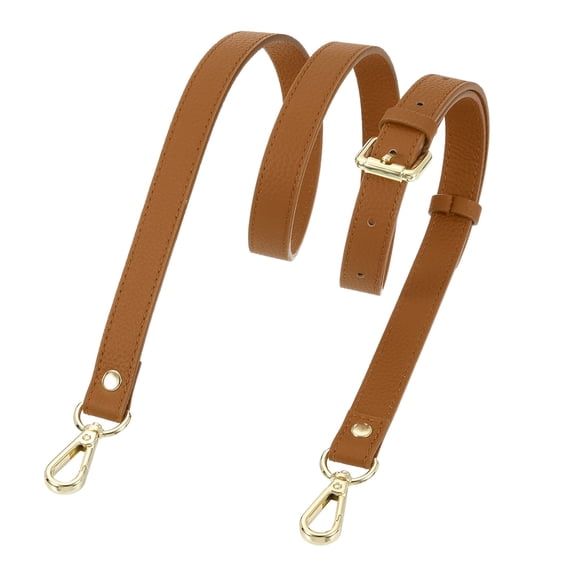 Uxcell 0.7" Genuine Leather Purse Strap for Bag (Light Brown, Gold Buckle)