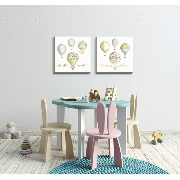 Gango Home Decor Shabby-Chic Beautiful Romance XXI & XXII; Two 16x16in Hand-Stretched Canvases