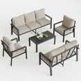 thumbnail image 5 of MRUAKA Aluminum Patio Furniture Set, 7 Pcs Modern Outdoor Sofa Sets, Outdoor Sectional Patio Conversation Set with Coffee Table for Backyard, Poolside,Beige, 5 of 11
