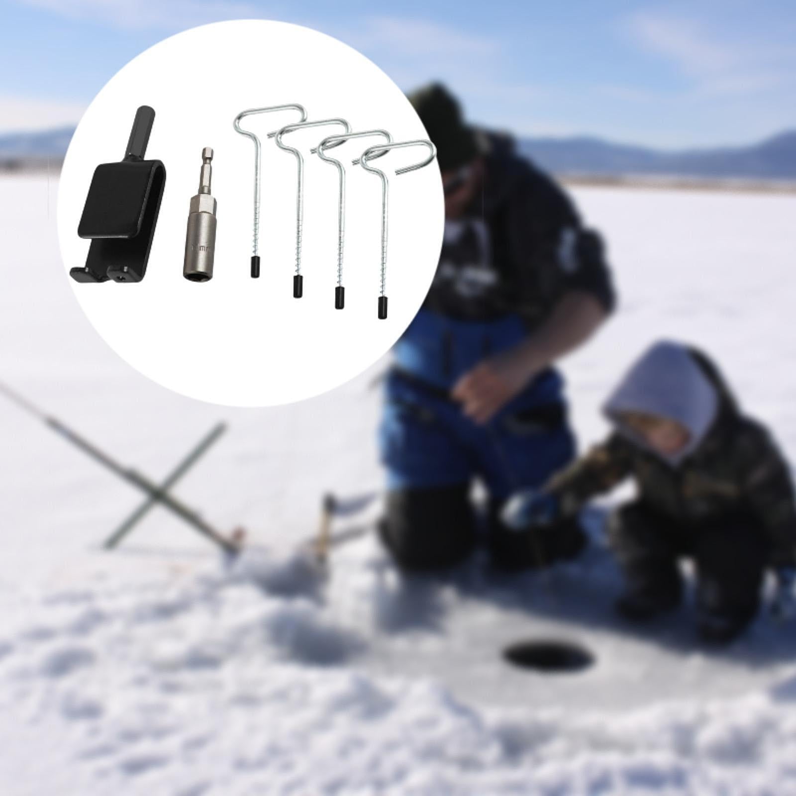 harayaa 4 Pieces Ice Fishing Anchors Ice Fishing Tent Stakes Ice Anchor Tool Ice Shelter