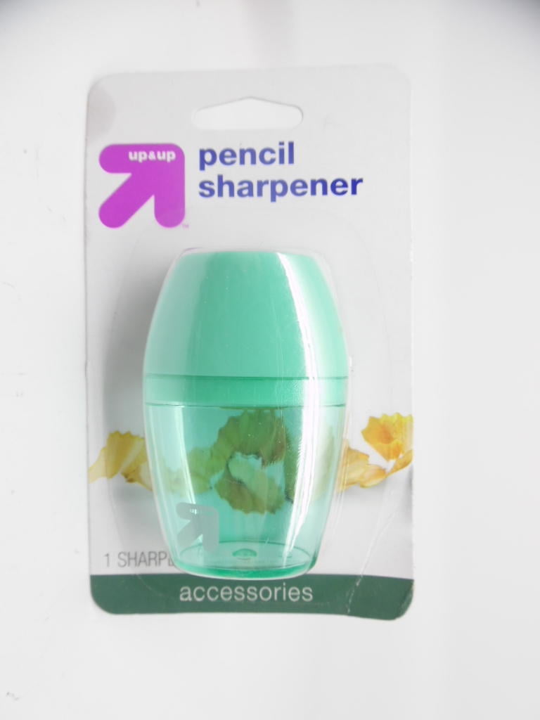 Assorted Colors Pencil Sharpener Up&Up 1 Hole with Plastic Receptacle 1ct 