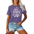 thumbnail image 4 of Women Happy Easter T Shirt Bunny Rabbit Graphic T-Shirt Funny Letter Printed Shirts Short Sleeve Tops, 4 of 6