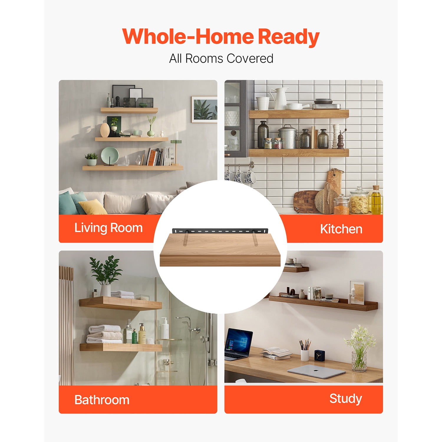 KFFKFF Floating Shelf Bracket 1 Pack, 230 lbs/104 kg Load Capacity, 43x6.2x1.5 inch / 1092.2x157.4x38.1 mm, Durable Hidden Shelf Support, Wall-Mounted Concealed Shelf Bracket