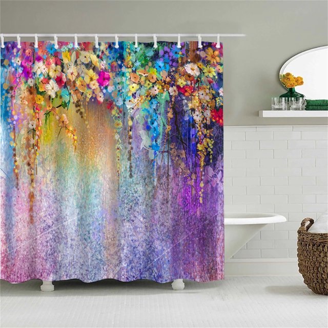 Drppepioner Printed Shower Curtain Polyester and Mildew-proof Bathroom and Mildew-proof Partition Curtain 150X180CM