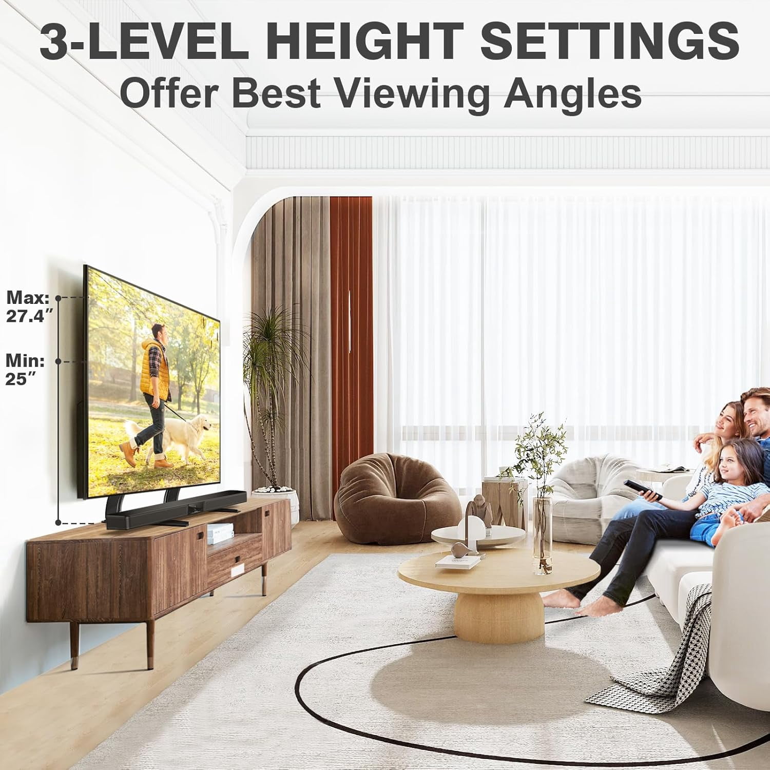 Universal Table Top TV Stand Mount for 27 30 32 37 40 43 47 50 55 60 65 Inch LCD LED Flat/Curved Screen TVs, Height Adjustable TV Legs, Strong TV Base Holds up to 88 lbs, Max VESA 800x500mm