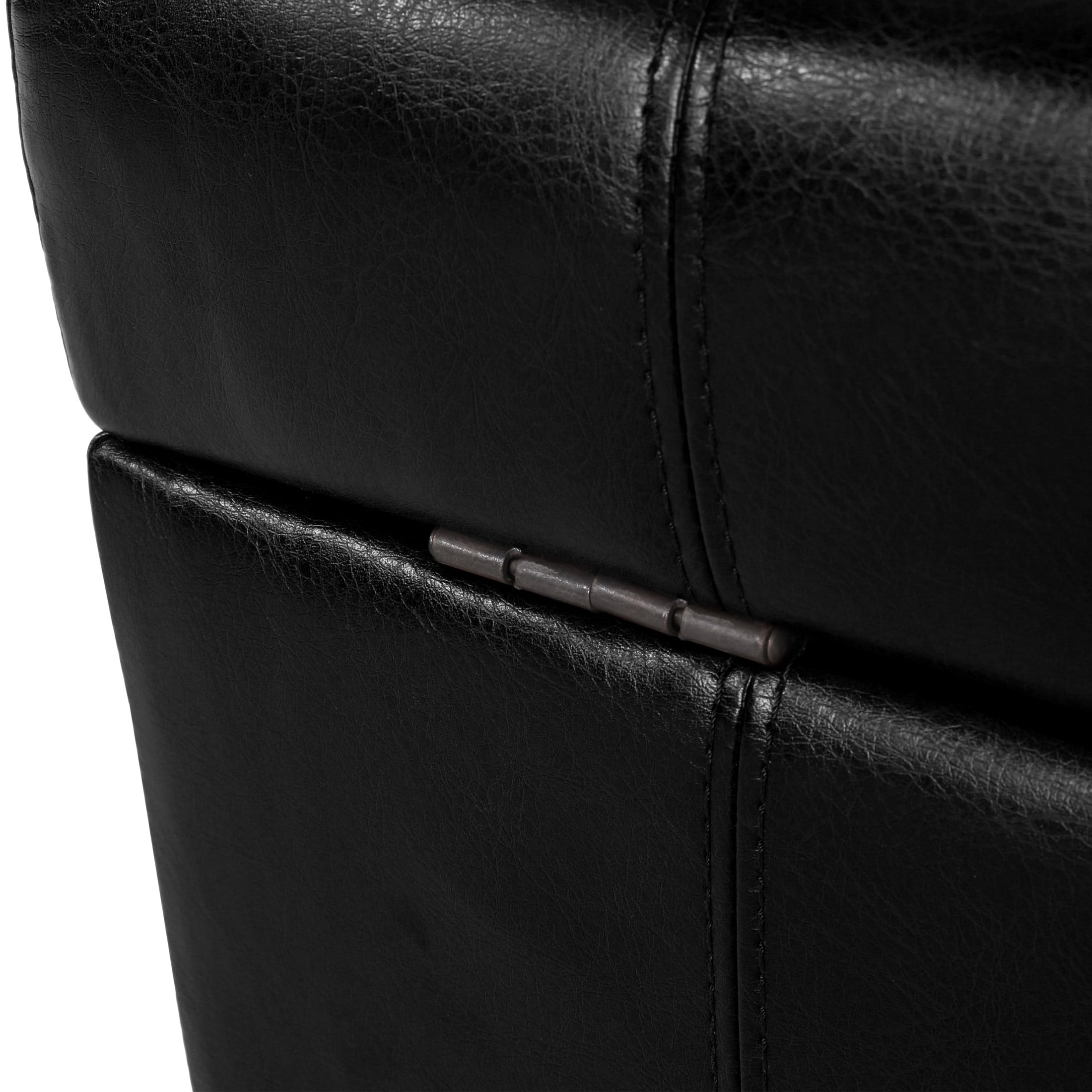 Noble House Rosalla Faux Leather Storage Ottoman, Midnight Black, Dark Brown