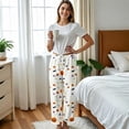 thumbnail image 4 of Trgacdwlo Halloween Fleece Pj Pants Women Cat Pumpkin Print Flannel Wide Leg Lounge Pants for Women Festival Fall Winter Warm Fuzzy Pajama Pants, 4 of 5