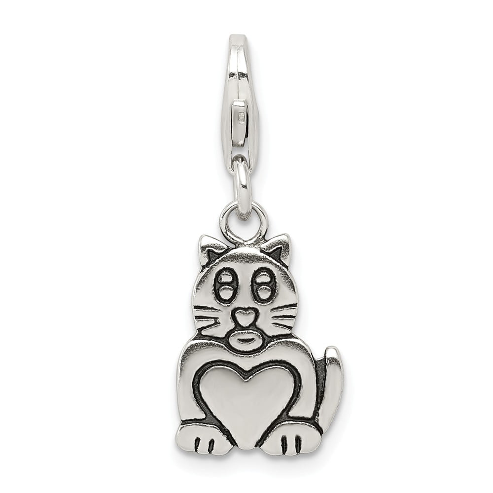 Sterling Silver Antiqued Cat Charm