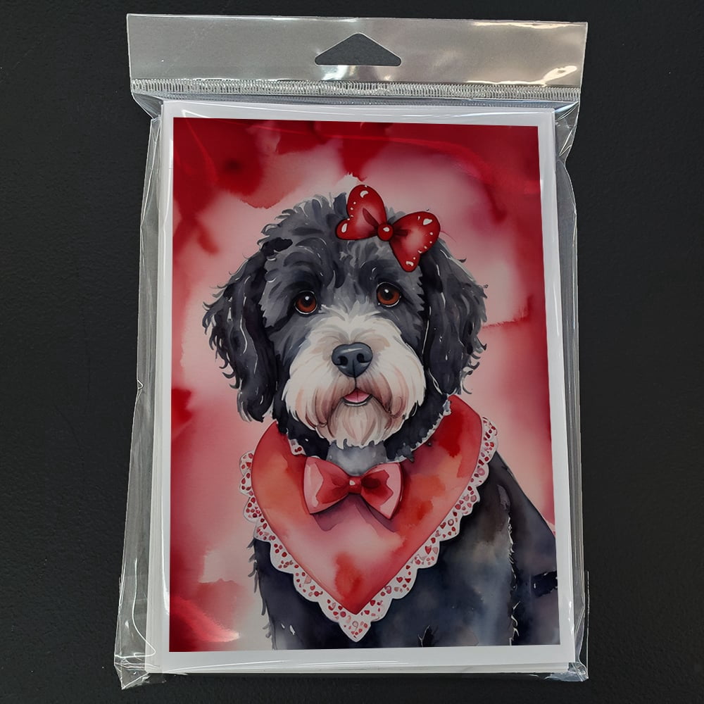 Portuguese Water Dog My Valentine Greeting Cards Pack of 8 7 in x 5 in