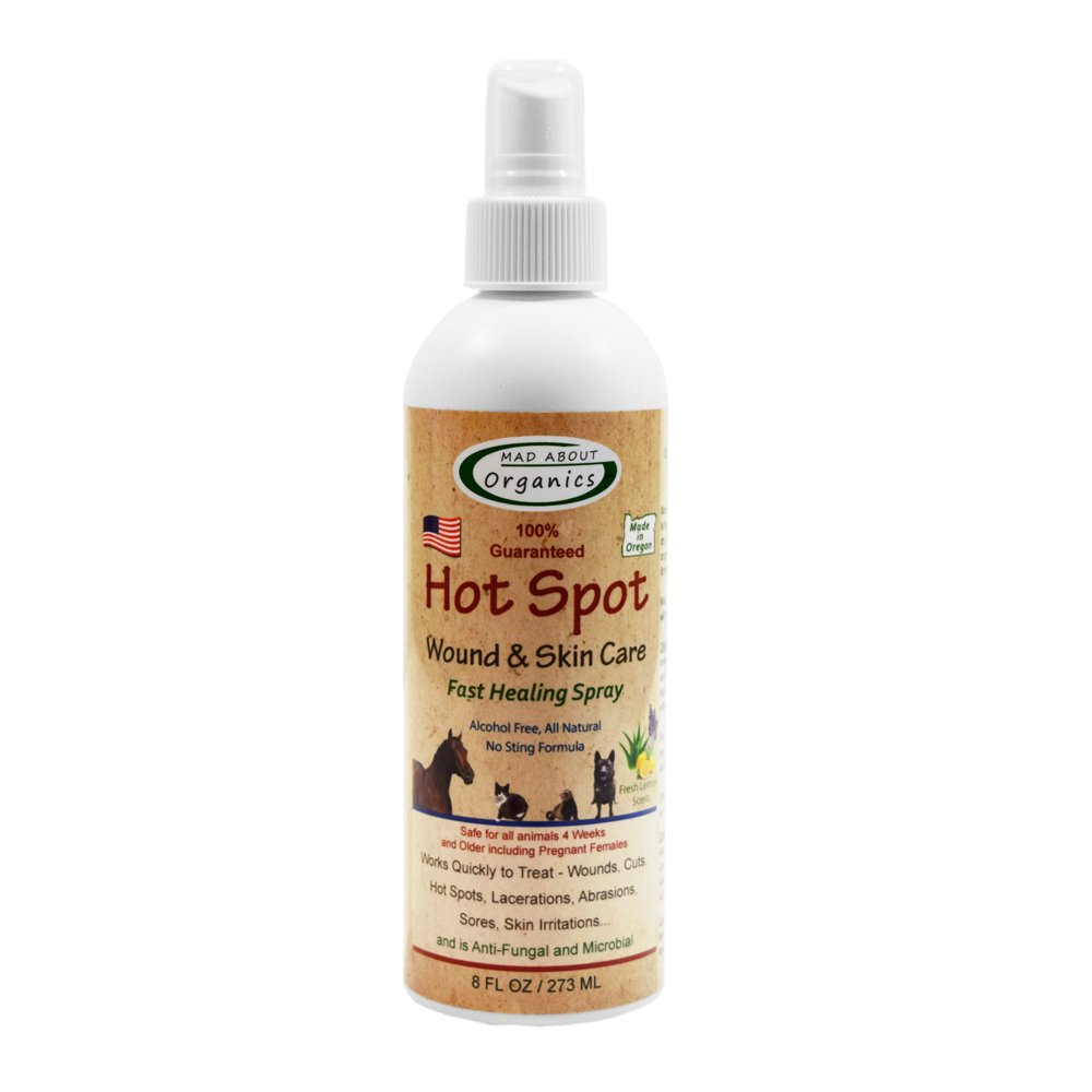 Mad About Organics All Natural Hot Spot Wound & Skin Care Healing Spray for all Pets 8oz