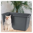 thumbnail image 4 of 2-Pack High Side Plastic Cat Litter Box, Large Cat Litter Box Basin, Gray, 4 of 7