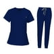 thumbnail image 3 of Conjunto de uniformes médicos con bolsillos, pantalones de enfermera, ropa de trabajo femenina moderna Azul jinwen  Uniforme de enfermera, 3 of 8