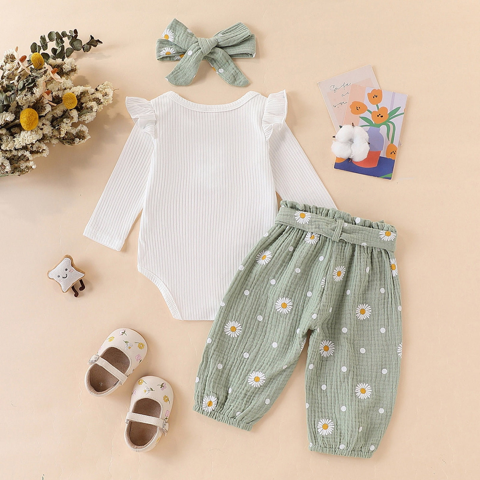 NIEWTR Toddler Baby Girls Outfit Set Long Sleeve Fall Winter Outfits Top Elastic Drawstring Pants with Pocket Autumn Winter 2Pcs Clothes Set Girl Gift Set,18-24 Months