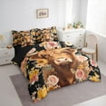 thumbnail image 3 of jejeloiu Farmhouse Highland Cattle 7-Piece Bedding Comforter Set,Country Floral Blossom King Bedding Sets,Brown Black Pink Bed Sheets For Teens,Super Cozy Room Decor Reversible, 3 of 8