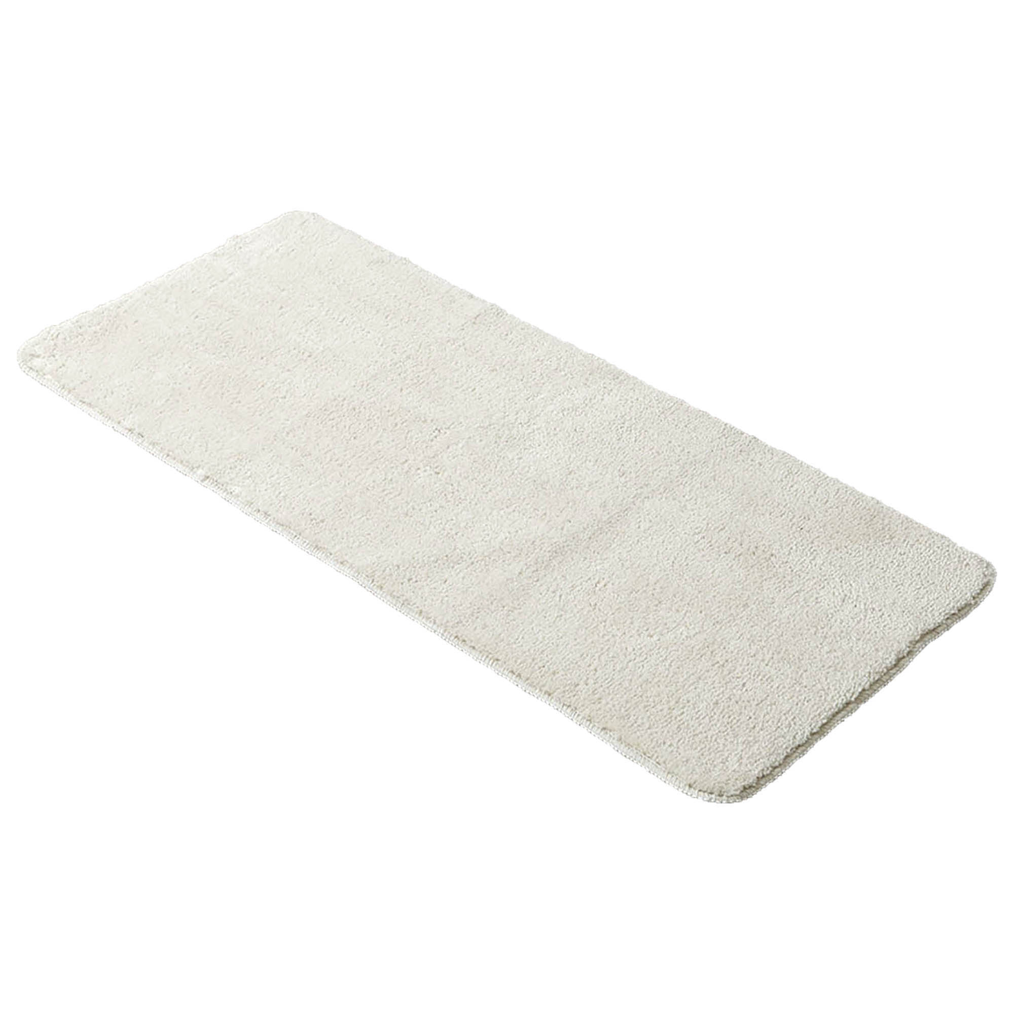 Off White Microfiber Polyester Double Sink Bath Mat Runner 48"L x 20
