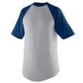 thumbnail image 1 of 424A Youth Short Sleeve Baseball Jersey, Heather & Navy - Large, 1 of 1