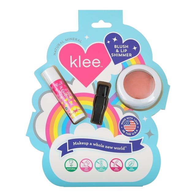 Kit de maquillaje LunaStar Klee Blush y Lip Shimmer. Suave y no tóxico. Apto para niños. Fabricado en Estados Unidos. (Zumbido rosa miel)