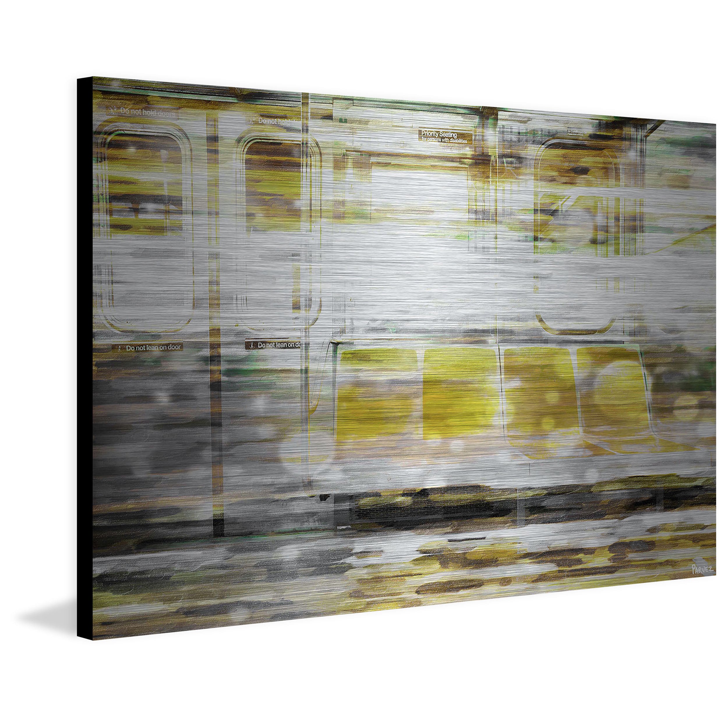 Parvez Taj  'Subway Seats' Painting Print on Brushed Aluminum 45 x 30
