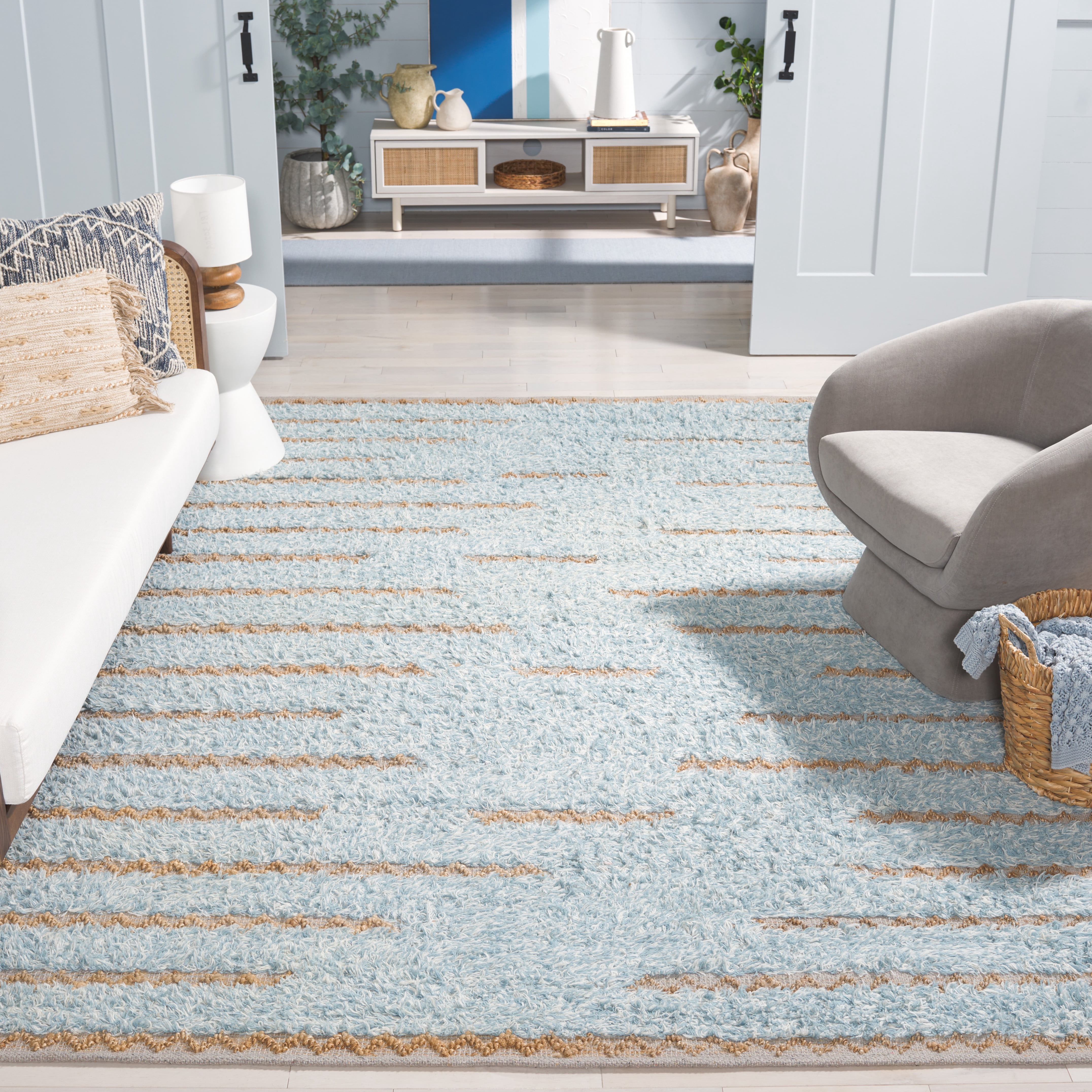 SAFAVIEH Natura Natasa Abstract Area Rug, Blue/Natural, 8' x 10'