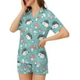 thumbnail image 4 of HPINK-T Women Pajamas Sets Short Sleeve Sleepwear, Soft Satin Button Down Lounge Wear Set 2 Piece Pjs Shorts Set XS-2XL, 4 of 12