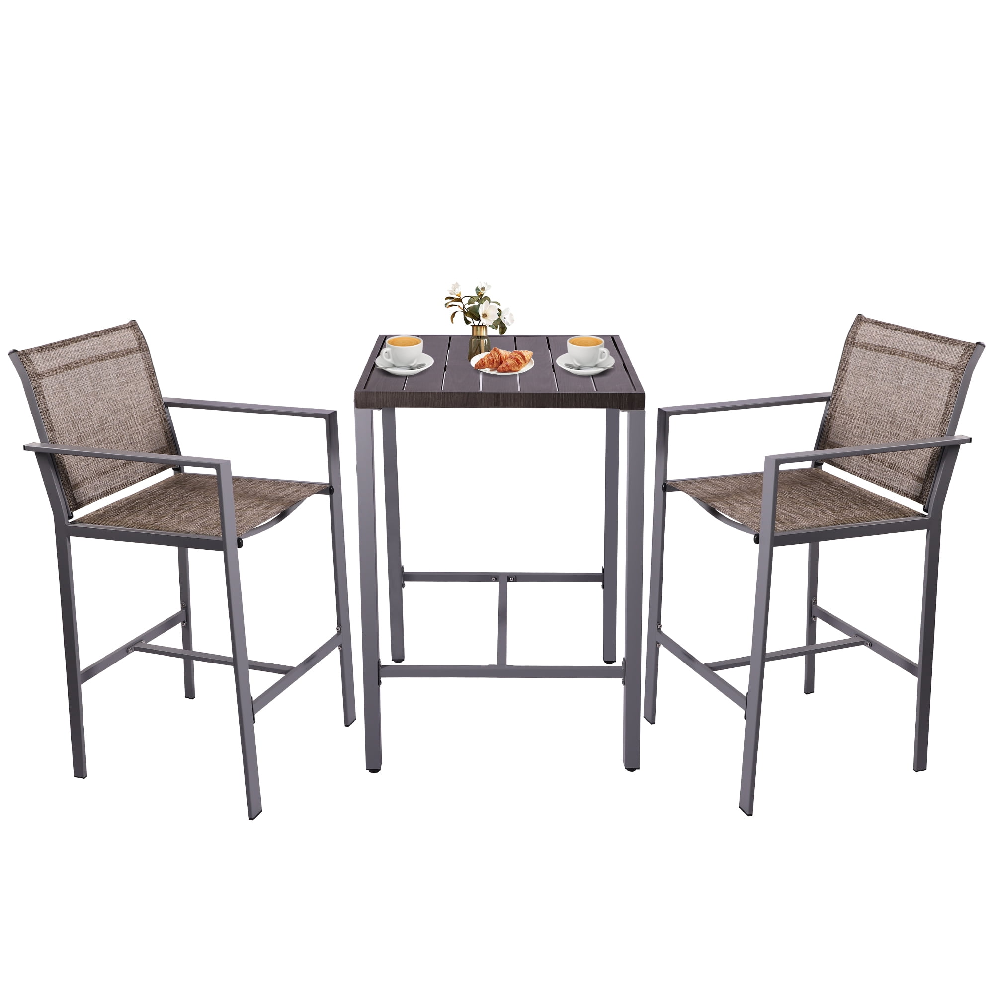 3Piece Patio Bar Set, All Weather Outdoor Furniture Set, Patio Bistro
