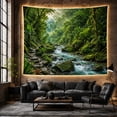 thumbnail image 6 of Tropical Rainforest Waterfall in Misty Mountains, Serene Boho for Nature Lovers, Forest Stream Scenery Wall Decor, Housewarming Gift, Tapestry Wall Hanging for Living Room and Bedroom, 6 of 7