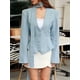 thumbnail image 4 of Chaqueta de Traje de Larga para Mujer, Color Liso, Cuello en V, Corte Entallado y Hombreras Azul XL, 4 of 8