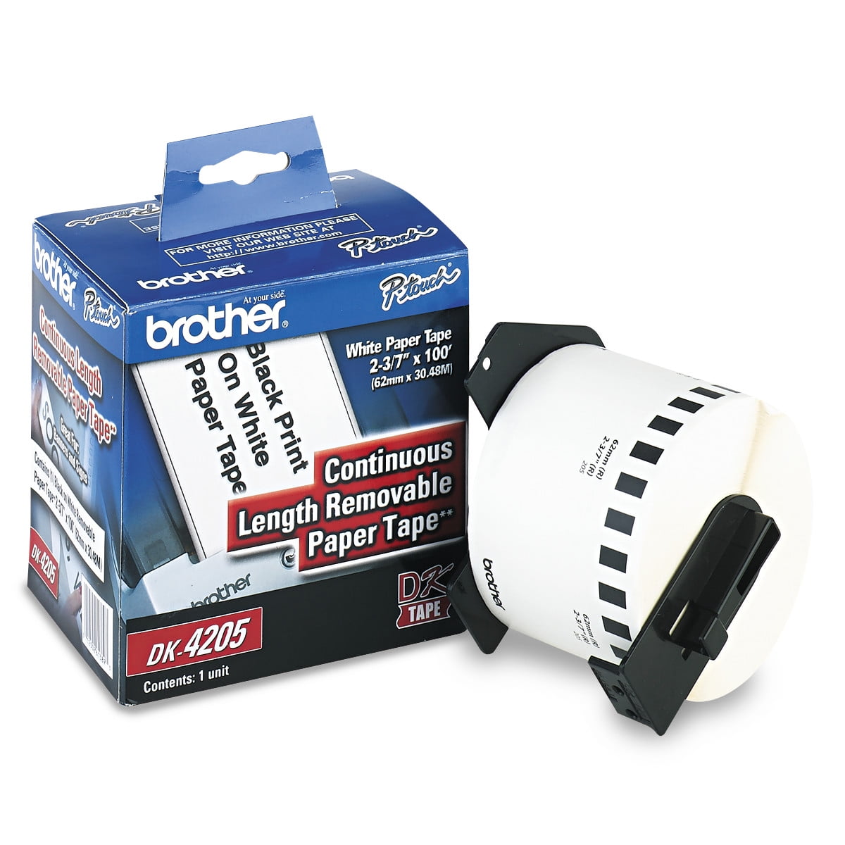 Brother Removable Paper Labels Tape, 22/5" x 100 ft Roll, White