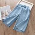 thumbnail image 2 of LIIPEE Girls Boys Jeans Pants Summer Loose Casual Bowknot Elastic Waist Straight Wide Leg Denim Pants Child Trendy Casual Wear Pants,Blue,2-3 Years, 2 of 5